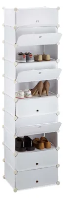 Produktbild von Relaxdays Schuhregal 10 Ebenen, Schuhschrank groß, Steckregal platzsparend, Regal DIY, HxBxT 176 x 49 x 37 cm, weiß