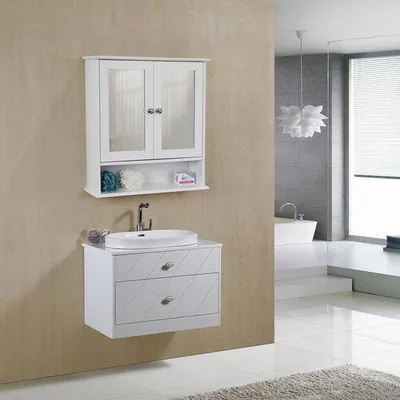 Immagine prodotto di Specchio da parete in legno bianco con doppia anta