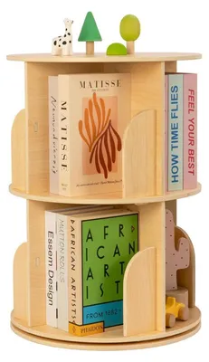 Immagine prodotto di Libreria girevole a 2 ripiani, 360°, stretta, in legno , adatta ai bambini