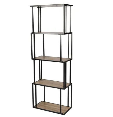 Image de Bibliothèque à 5 étagères "Colorado" - Noir/Marron - L 60 x l 30 x H 170 cm