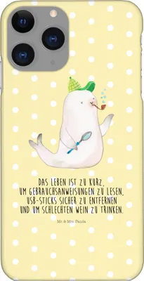 Produktbild von Mr. & Mrs. Panda Iphone 11 Pro Handyhülle Robbe Sherlock - Gelb Pastell - Geschenk, Lustige Sprüche, Handy Case, Premium Kunststoff