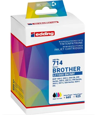 Zdjęcie produktu dla Edding EDD-714, Czarny, Cyjan, Purpurowy, Żółty, 23 ml, 12 ml, 4 szt., 665 stron(y), Multipak
