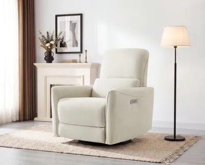 Produktbild von CHITA Elektrischer Relaxsessel mit 270° Drehung & Gleitbewegung, Fernsehsessel 90°-135° elektrisch verstellbar, Lordosenstütze, USB, Kunstleder, bis 159 kg belastbar (Beige)