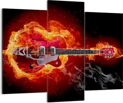 Produktbild von Bild auf Leinwand - Leinwandbild - Instrument Flammen Saiten - 130x100cm - Wand Bild - Wanddeko - Leinwanddruck - Bilder - Kunstdruck - Wanddekoration - Leinwand bilder - Wandkunst - CB130x100-0201
