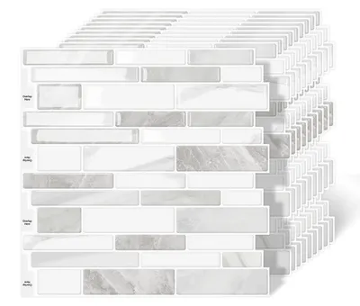 Productafbeelding van Vloertegels stickers waterdicht - Zelfklevende wandbekleding - Tegelstickers keuken - Tegelstickers badkamer - Spatwand - 10 vellen 30,5 x 30,5 cm
