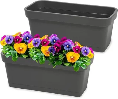 Obrázek produktu pro Sada plastových květináčů, 2 kusy, antracitová, 40 cm