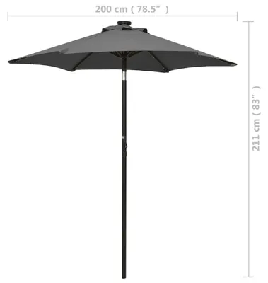 Productafbeelding van vidaXL Parasol met LED-verlichting, antraciet, 200x211 cm, aluminium