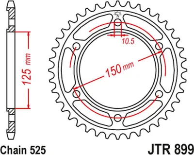 Obrázek produktu pro JT Sprocket 42T 525 BLK JTR899.42ZBK