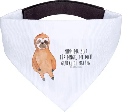 Produktbild von Mr. & Mrs. Panda Hund Halstuch Faultier Zufrieden - Weiß - Geschenk, Für Hunde, Tuch, Schal, Ruhe, Glück, Zufriedenheit