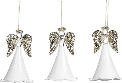 Produktbild von Goodwill Weihnachtskugel-Engel aus Glas weiß 11 cm Vorteil sortiert pro 3 Stück