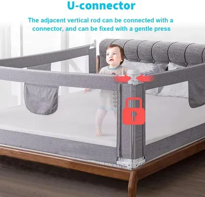 Immagine prodotto di Barriera di sicurezza per lettino - Sponde per letto - 150x98 cm - Protezione anticaduta - Metallo e tessuto Oxford - Per bambini dai 4 ai 6 anni - Rosso
