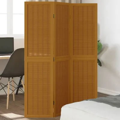 Produktbild von "Spring Sale"3-tlg. Raumteiler Braun Massivholz Paulownia DE643877 - Paravents