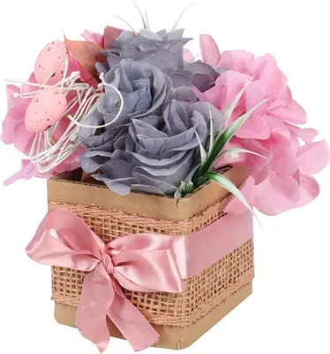 Produktbild von Rosa Osterblumenkasten mit Eiern und künstlichen Blumen