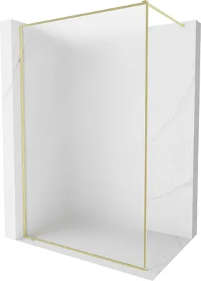 Produktbild von Mexen Kioto-F Duschwand Walk-in mit Rahmen 130 x 202 cm, matt 8 mm, gebürstetes Gold - 800-130-104-55-30