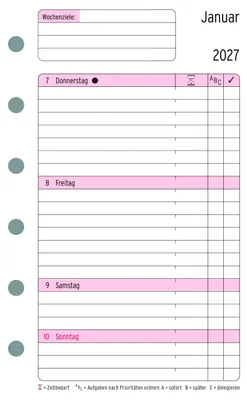 Image de Agenda hebdomadaire Mini 1 semaine/2 pages Calendrier 2027 blanc