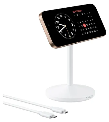 Immagine prodotto di Anker MagGo Stand Qi2 360 15W Caricabatterie wireless, per iPhone 16/15/14/13/12, Bianco