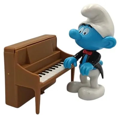 Schlumpf-Figur, Klavierspieler, 7 cm, Kunststoff, Sammelfigur