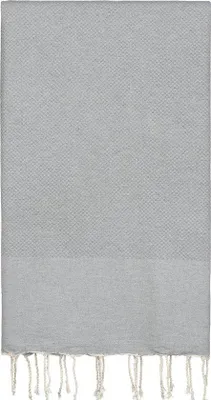 Image de Unyqoos® Plaid en coton, grand modèle, texture gaufrée – 100% coton, environ 190 x 300 cm, gris (gris souris) avec franges nouées à la main – Couverture pour canapé et lit