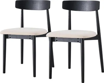 Produktbild von home24 Esszimmerstuhl - 2er-Set - Eiche Massiv / Webstoff