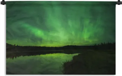 Produktbild von MuchoWow® Wandteppich Wandbehang Nordlichter - Baum - Alaska 150x100 cm Tapisserie Dekoration Wandtuch - Waschbar - Tapisserien - Wand-Decke