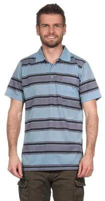 Produktbild von Herren Poloshirt Sommer Polo-Hemd Kurzarm gestreift, Petrol M