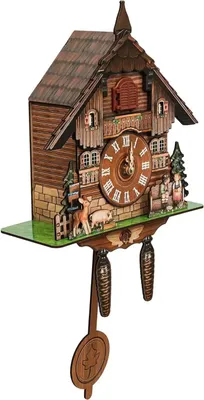 Immagine prodotto di Orologio a cucù vintage - Orologio da parete con pendolo - Alimentato a batteria - Volume regolabile - Uccello mobile - Multicolore