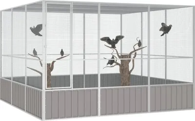 Immagine prodotto di vidaXL Gabbia per uccelli Grigio 302,5x324,5x211,5 cm Acciaio zincato