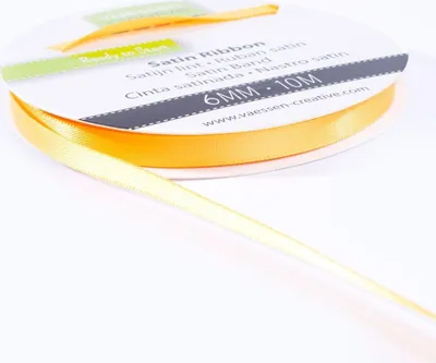 Imagen del producto de Vaessen Creative | Cinta de satén, 6 mm x 10 m, color amarillo dorado