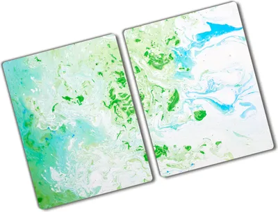 Produktbild von Tulup Glas Herdabdeckplatte - 2x40x52 cm - Glaskeramikkochfeld-Abdeckung Spritzschutz Glasabdeckplatte Kochplattenabdeckung und Schneidebrett - Zweiteilig - Kunst: modern & klassisch - Abstraktes - Grün