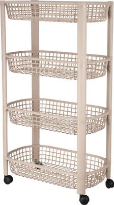 Produktbild von Excellent Houseware | Beistellwagen - Küchenwagen - 46 x 26 x 79 cm - Beige - Rollwagen Küche - 4 Ebenen - mit Rollen