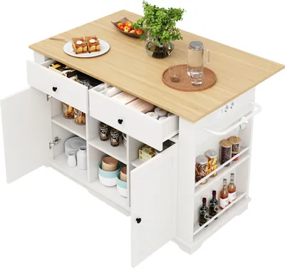 Obrázek produktu pro Kuchyňský ostrůvek, kuchyňský vozík vybavený napájecí lištou, servírovací vozík s pracovní deskou, bufetová skříňka, jídelní vozík s povrchovou úpravou dřeva