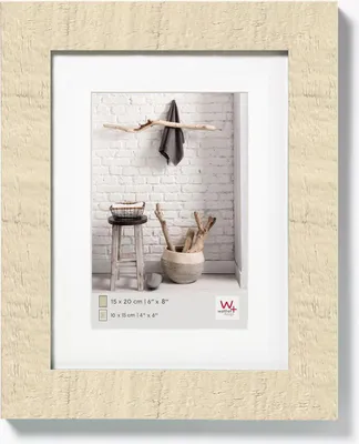 Image de Walther HOME cadre photo en bois blanc crème 15x20 cm avec passe-partout 10x15 cm
