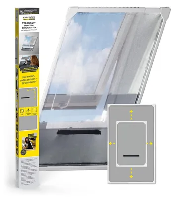 Image de Protection anti-insectes télescopique pour fenêtre de toit - Sans perçage, 63 x 93 cm