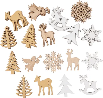 Produktbild von VBS Streuteile Weihnachtsmotive Holzbox 36 Stk 2.7-4.5 cm