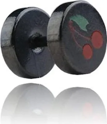 Produktbild von Ohrstecker Ear Fake Plug Logo Kirschen Blackline 7mm Ohrpiercing