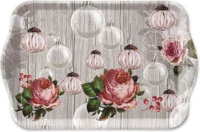 Produktbild von Ambiente Tablett 13X21cm Rosen und Kugeln
