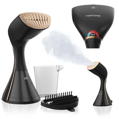 Zdjęcie produktu dla Parownica do ubrań Ceramiczna Vertenz Aura 40 Black Żelazko parowe 1650W Regulacja + Szczotka
