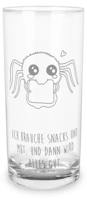 Produktbild von Mr. & Mrs. Panda Trinkglas Spinne Agathe Sandwich 200 ml - Transparent - Geschenk, Wasserglas, Alles Wird gut, Verfressen, Longdrinkglas, Mut, Glück, Lebensfreude, Hunger