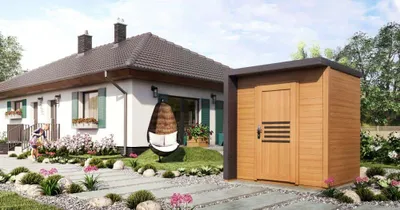 Produktbild von Alpholz Gartenhaus Bratek aus Massiv-holz, Gerätehaus mit 19 mm Wandstärke, Garten Holzhaus inklusive Montagematerial, Geräteschuppen Größe: 202 x 168 cm, Flachdach