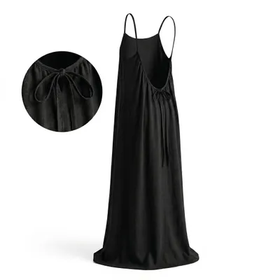 Produktbild von Rückenfreies Damenkleid mit verstellbaren Trägern, Schwarzes Sommerkleid für Damen, Damen Maxikleid - AMOREVA 2XL/3XL