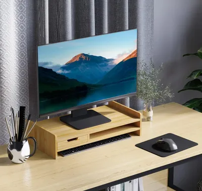 Produktbild von Monitorständer mit Schublade, Bildschirmerhöhung Monitor Ständer Bildschirmständer für PC 49 x 25,5 x 11,5cm
