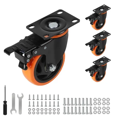 Produktbild von Drehbare Möbelrollen mit Bremse 100 mm (Set von 4)