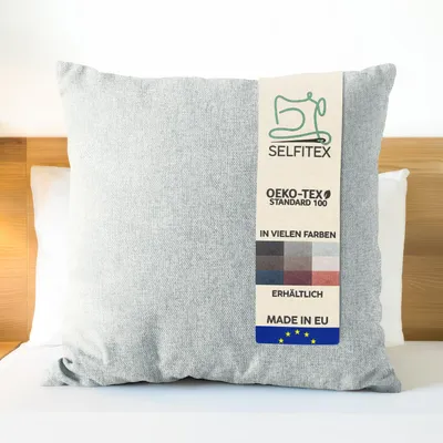 Produktbild von Selfitex Dekokissen XXL 80x80 inkl. Füllkissen, kuschelweiches Lesekissen, Rückenkissen, Sofakissen, für Couch, Bett (Farbe: Hellgrau)