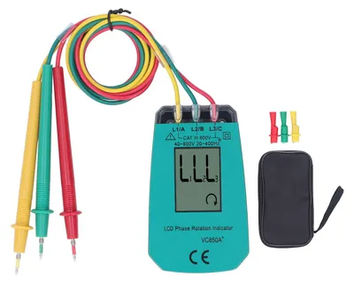 Productafbeelding van 3-fase Sequentietester, VC850A+ LCD-fase Rotatiedetector, 40-600V Motorrotatie-tester