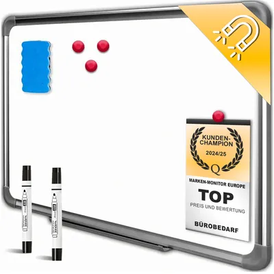Produktbild von Whiteboard 60x45 cm Magnetisch, Alurahmen Weisswandtafel Memoboard Magnettafel Pinnwand Magnetwand Retoo
