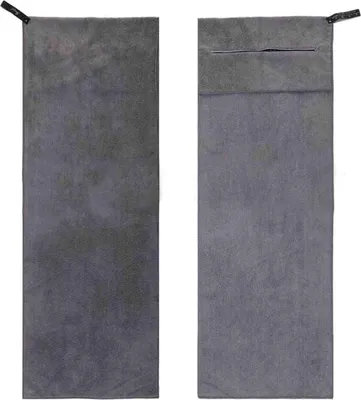 Produktbild von Fitnesshandtuch mit Reißverschlusstasche | 120 x 50 cm | Kompaktes und schnelltrocknendes Mikrofaserhandtuch für Fitnessstudios – Sporthandtuch (Hellgrau)