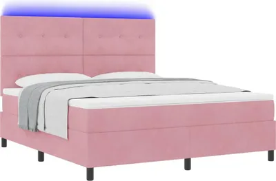 Immagine prodotto di Letto a Sorgente LED con materasso Rosa 180 x 200 cm Velluto