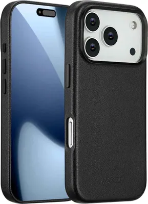 Image de Accezz MagSafe Leather Backcover pour l'Apple iPhone 17 Pro - Noir Onyx