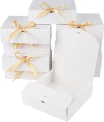 Imagen del producto de Caja de regalo con tapa, de 16 x 16 x 5 cm, color blanco, para regalos