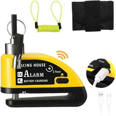 Obrázek produktu pro Zámek kotouče motocyklu, zámek kotoučové brzdy, 110 dB, pro motocykl, jízdní kolo